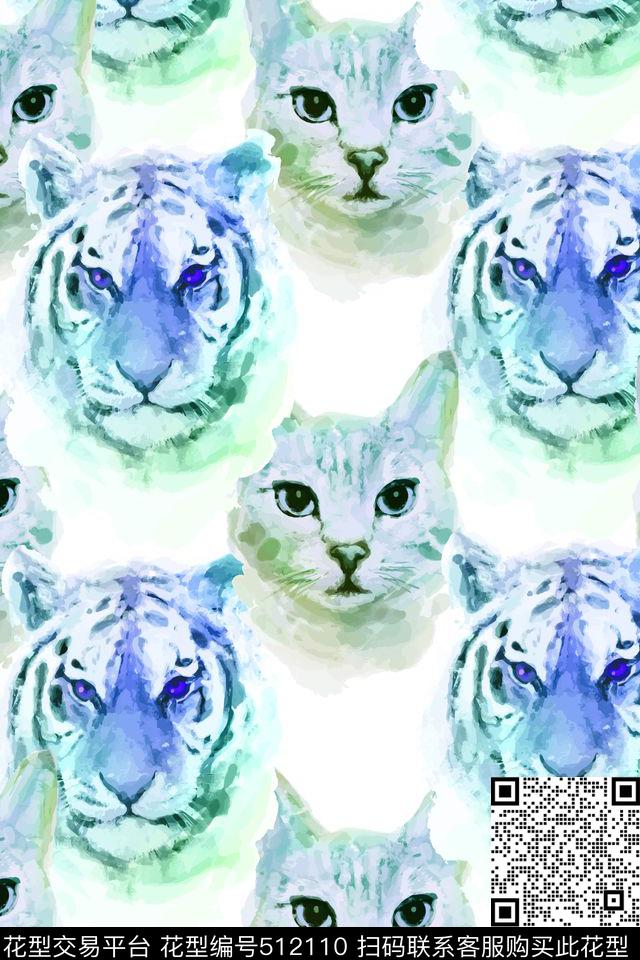 半身裙动物老虎数码印花华亿平台下载（图片编号: 512110） - 瓦栏（Walan）