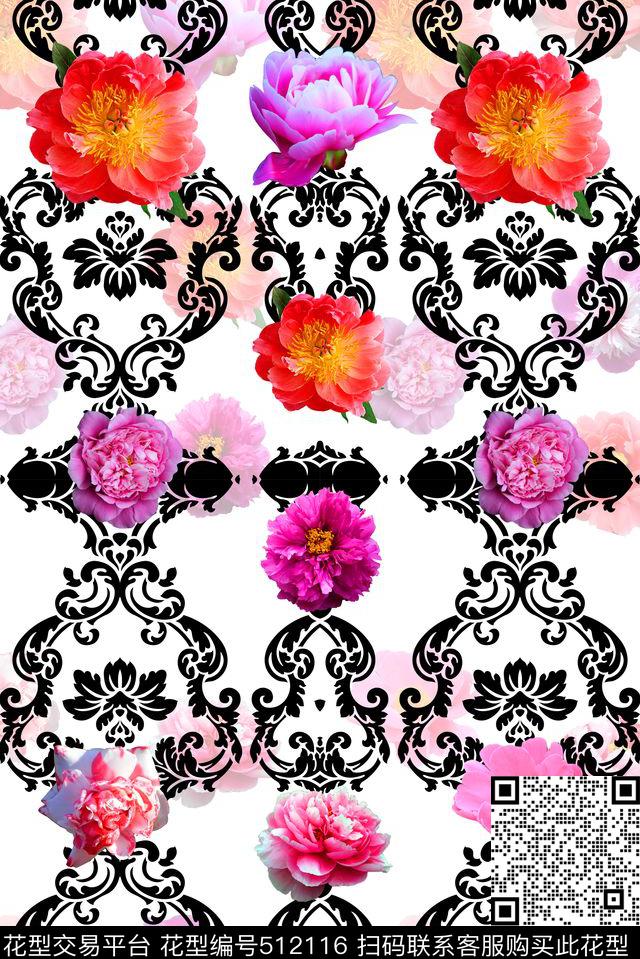 时尚花卉大牌数码印花华亿平台下载（图片编号: 512116） - 瓦栏（Walan）