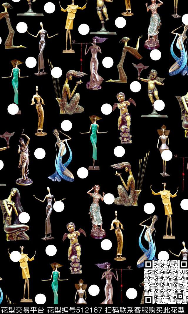 欧美时尚典雅古代艺术品人物几何波点复古走秀欧美时尚典雅古代艺术品人物几何波点复古走秀时装周男装女装裙子裤子袜子围巾圆点抽象B【品质男装】数码印花华亿平台下载（图片编号: 512167） - 瓦栏（Walan）