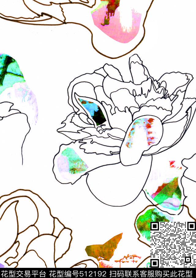 抽象线条云纹数码印花华亿平台下载（图片编号: 512192） - 瓦栏（Walan）