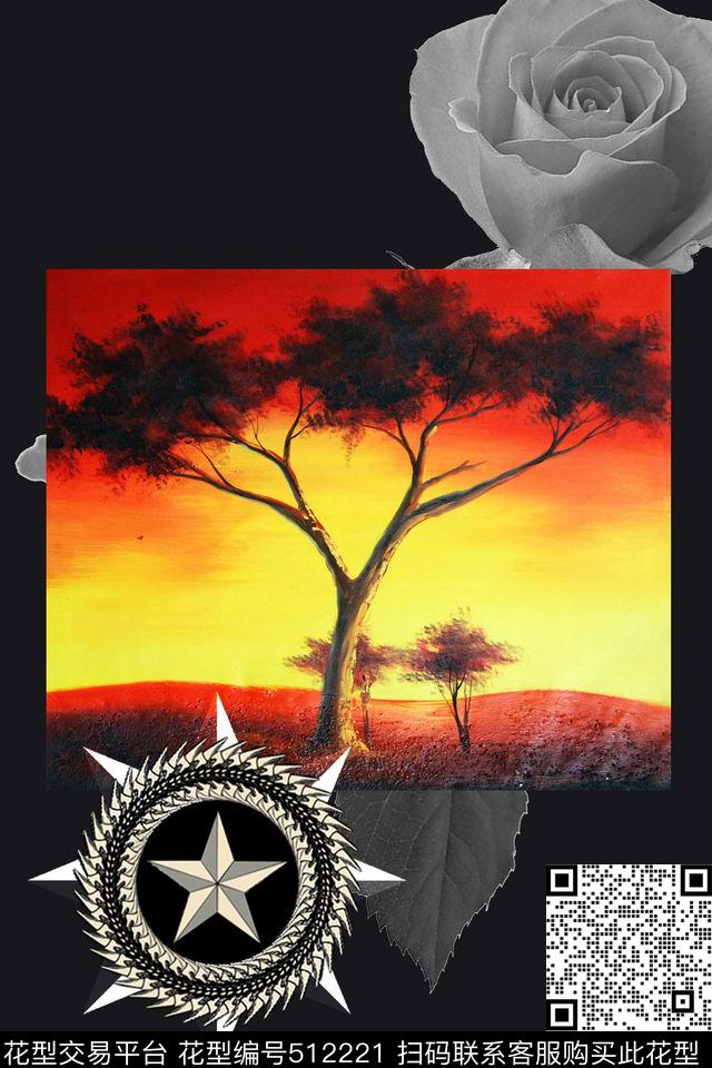 T恤图案几何油画花卉流行时尚数码印花华亿平台下载（图片编号: 512221） - 瓦栏（Walan）