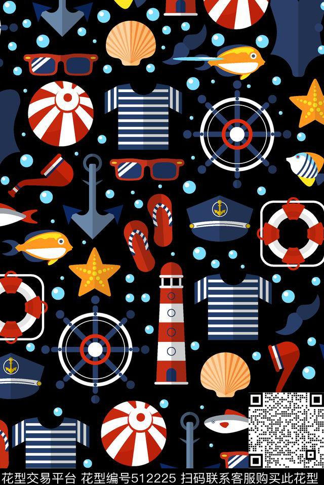 海军卡通女装传统印花华亿平台下载（图片编号: 512225） - 瓦栏（Walan）