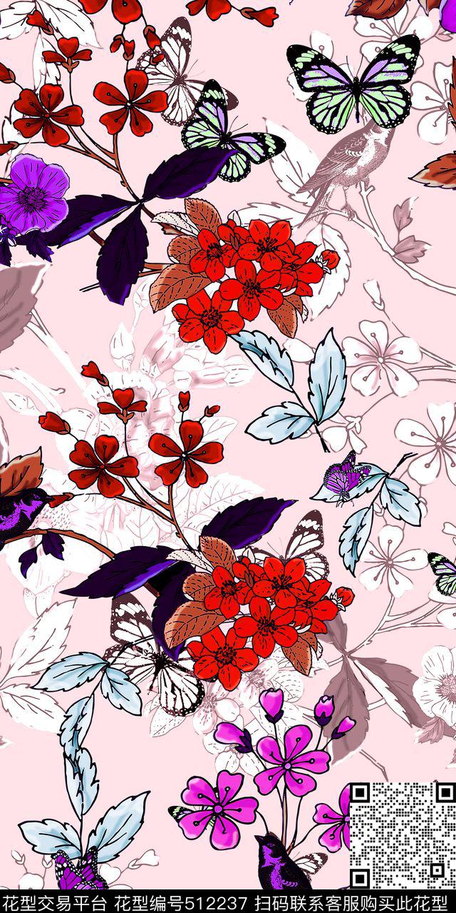 手绘花朵异域数码印花华亿平台下载（图片编号: 512237） - 瓦栏（Walan）