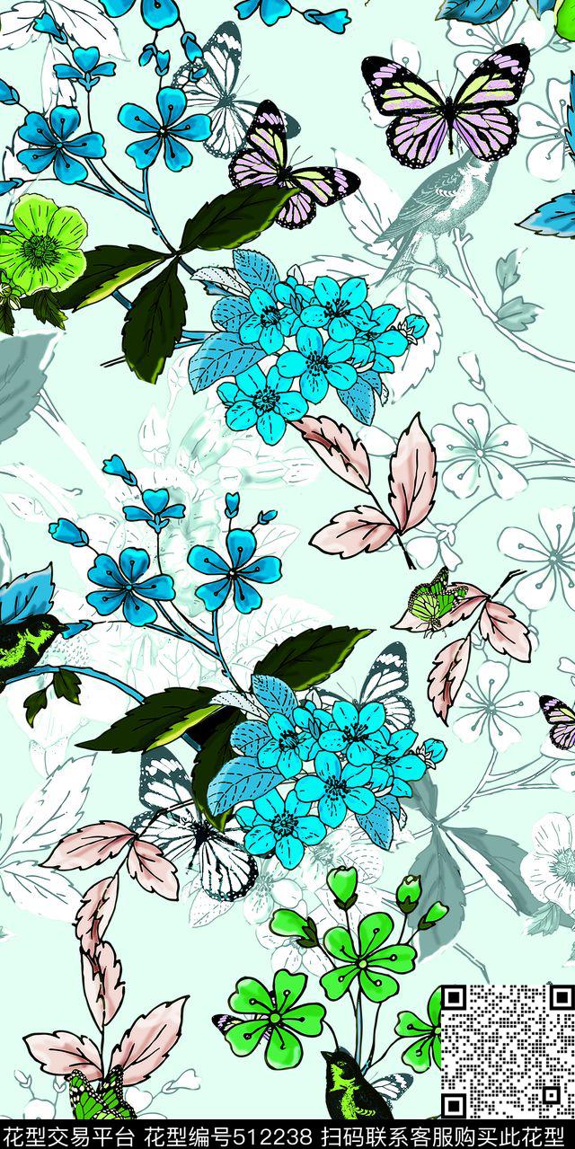 手绘花朵异域数码印花华亿平台下载（图片编号: 512238） - 瓦栏（Walan）