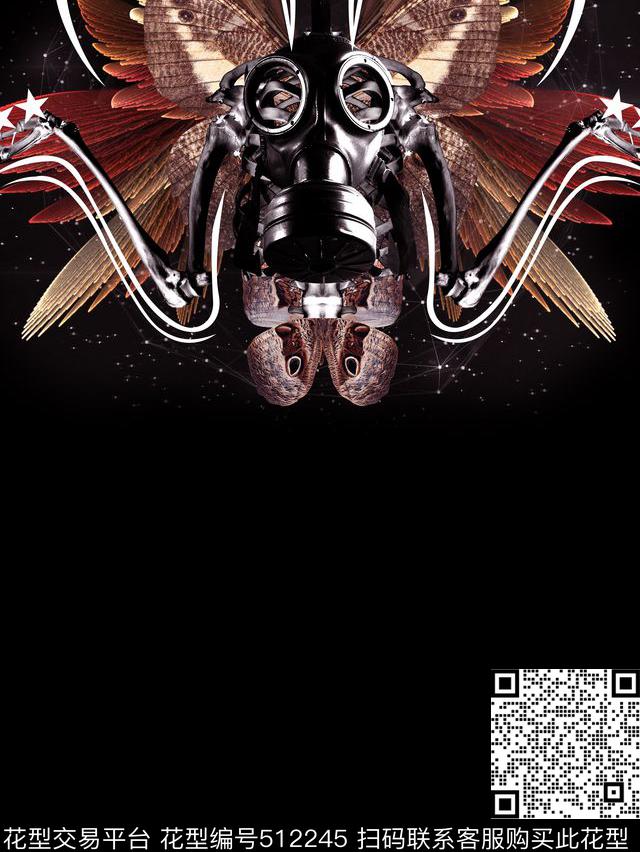 T恤德洛斯翅膀蝴蝶数码印花华亿平台下载（图片编号: 512245） - 瓦栏（Walan）