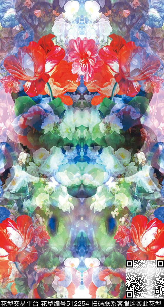 原创优雅花卉数码印花华亿平台下载（图片编号: 512254） - 瓦栏（Walan）