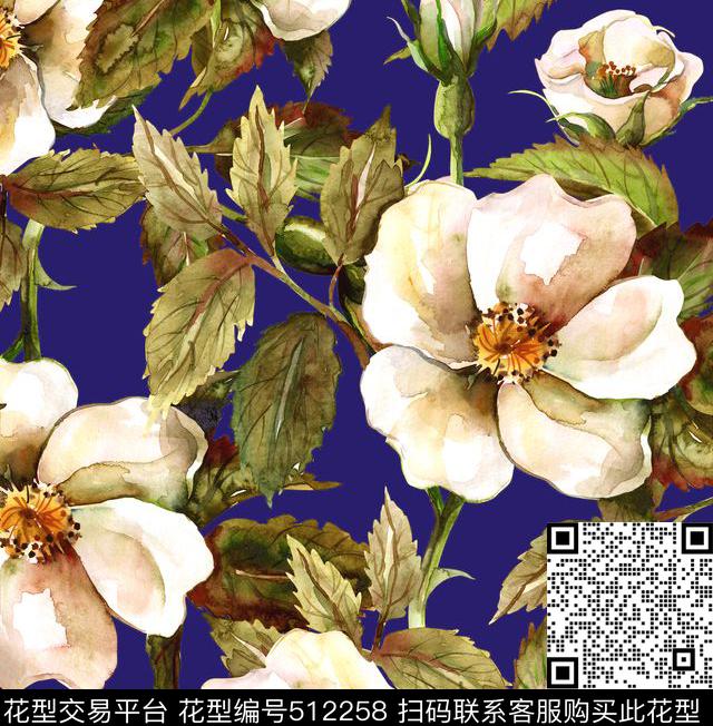 D&G水彩潮流时尚手绘花数码印花华亿平台下载（图片编号: 512258） - 瓦栏（Walan）