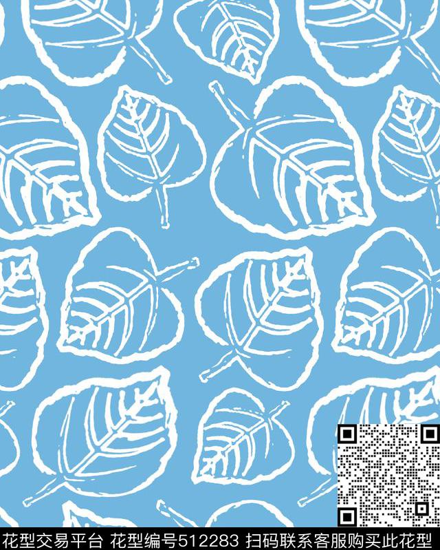 抽象手绘叶传统印花华亿平台下载（图片编号: 512283） - 瓦栏（Walan）
