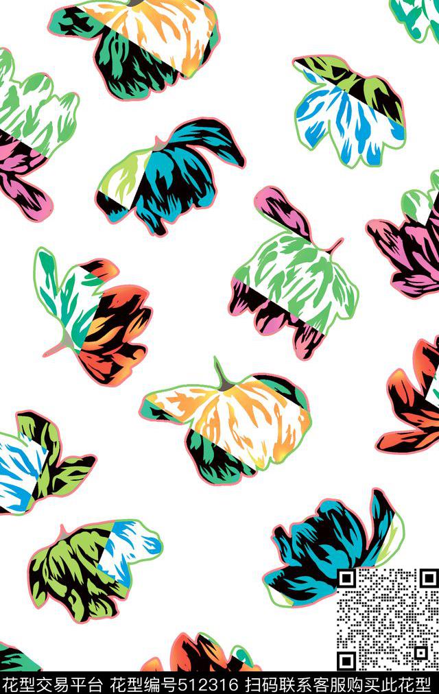 原创花卉优雅数码印花华亿平台下载（图片编号: 512316） - 瓦栏（Walan）