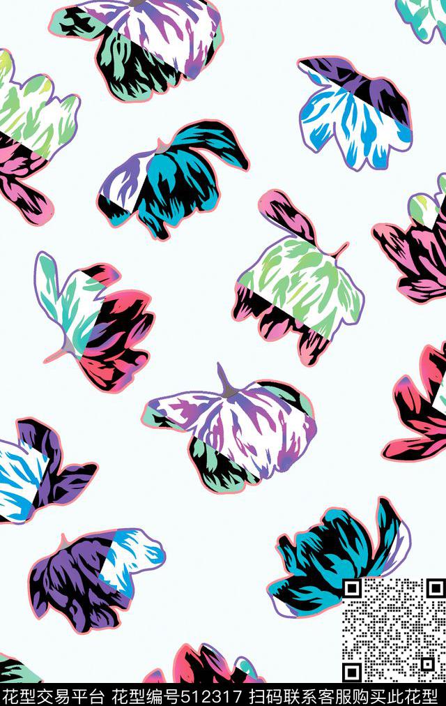 原创花卉优雅数码印花华亿平台下载（图片编号: 512317） - 瓦栏（Walan）