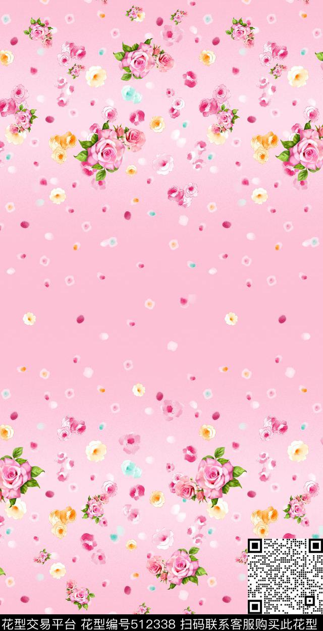 彩绘花瓣花卉花絮花朵花蕾树叶叶子百花齐开渐变家纺服装沙发布窗帘数码印花布匹面料面料印花水彩手绘数码印花华亿平台下载（图片编号: 512338） - 瓦栏（Walan）