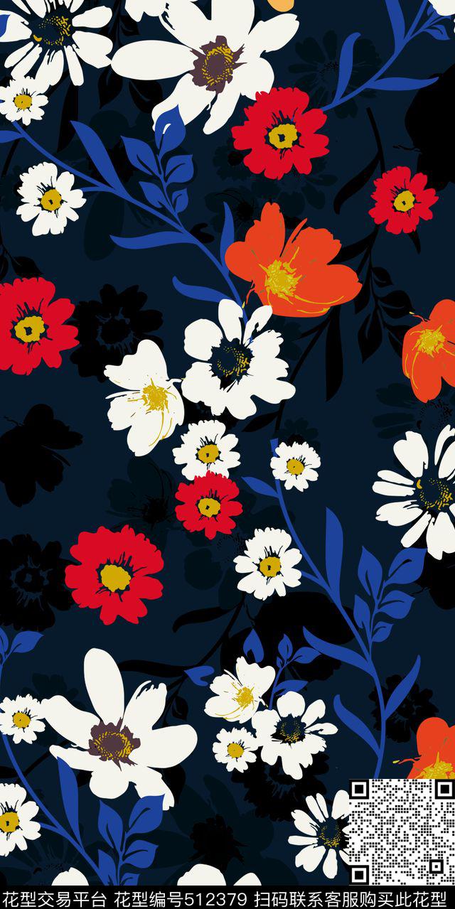 花卉花朵手绘传统印花华亿平台下载（图片编号: 512379） - 瓦栏（Walan）