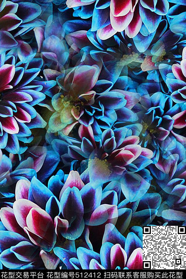 花卉大牌女装数码印花华亿平台下载（图片编号: 512412） - 瓦栏（Walan）