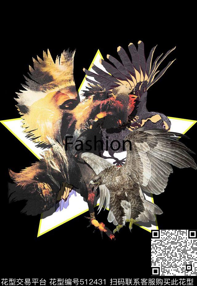 潮流时尚大牌定位动物数码印花华亿平台下载（图片编号: 512431） - 瓦栏（Walan）