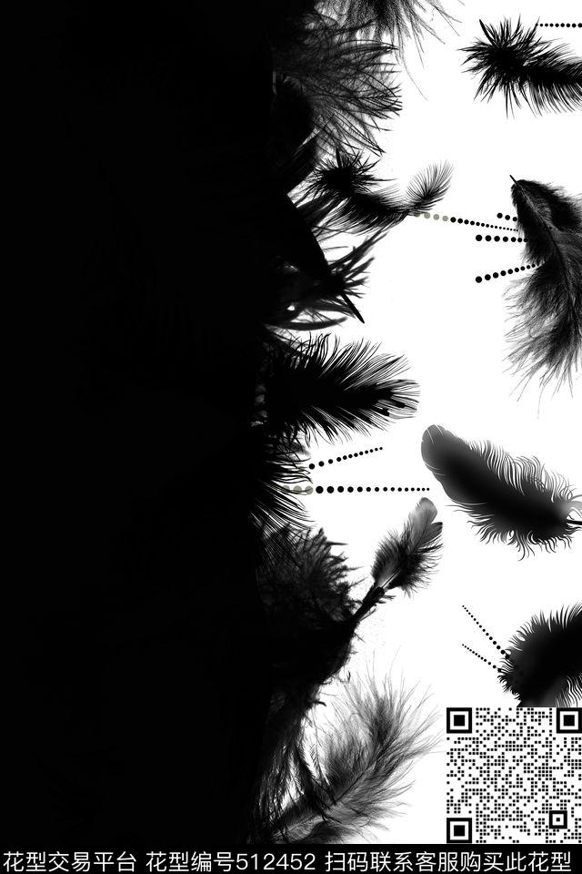 羽毛抽象传统印花华亿平台下载（图片编号: 512452） - 瓦栏（Walan）