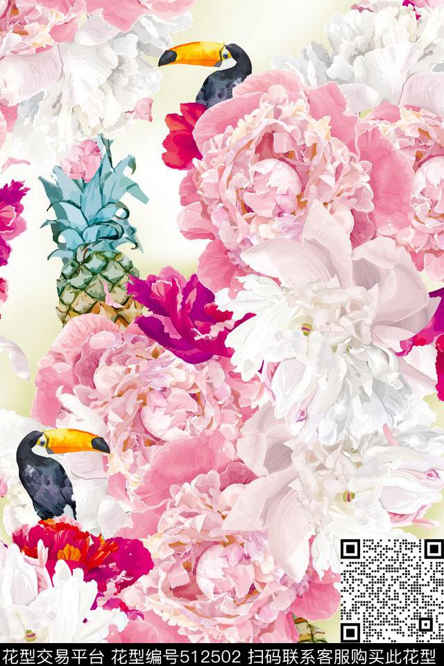 中国风流行时尚牡丹数码印花华亿平台下载（图片编号: 512502） - 瓦栏（Walan）