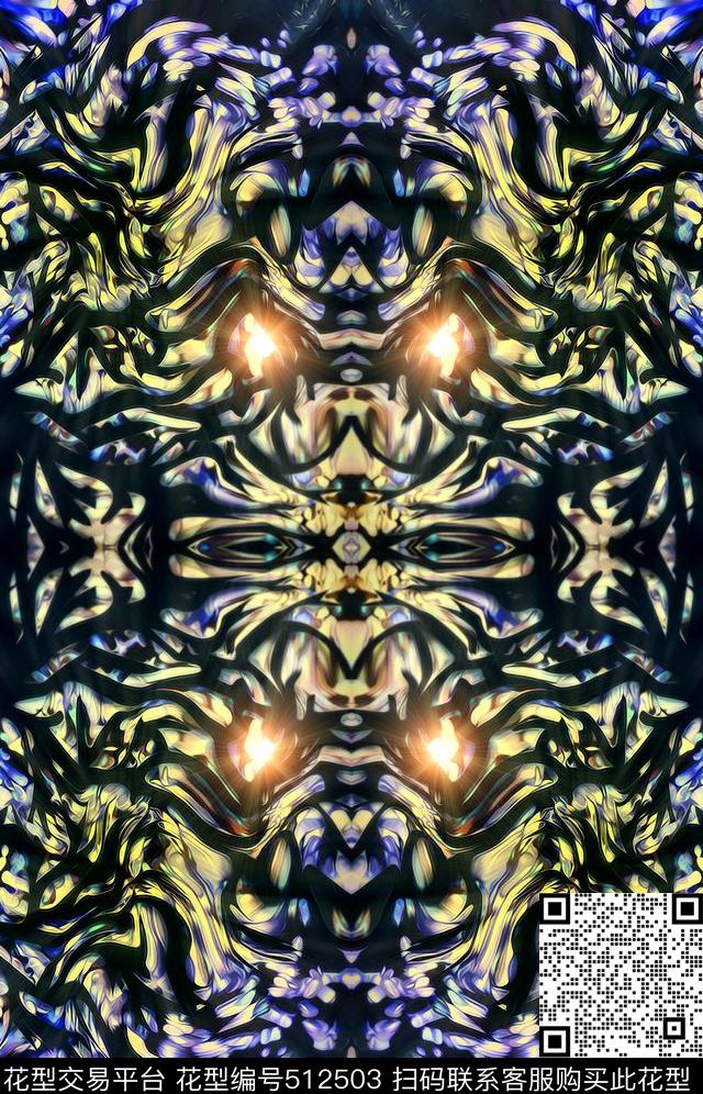 抽象时尚流行数码印花华亿平台下载（图片编号: 512503） - 瓦栏（Walan）