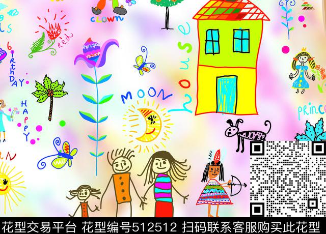 卡通儿童画手绘矢量传统印花华亿平台下载（图片编号: 512512） - 瓦栏（Walan）