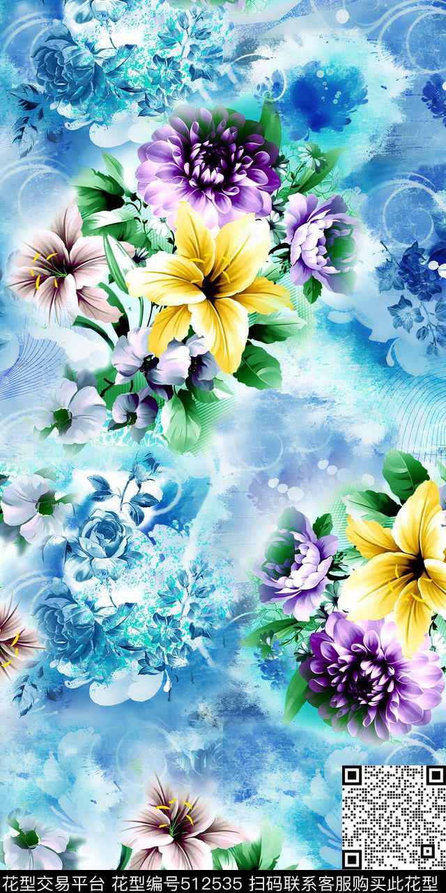 春夏时尚花卉数码数码印花华亿平台下载（图片编号: 512535） - 瓦栏（Walan）