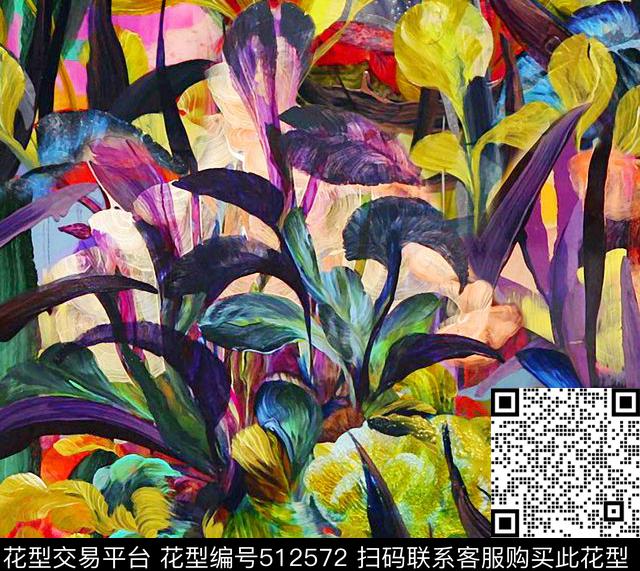 油画植物植物油画数码印花华亿平台下载（图片编号: 512572） - 瓦栏（Walan）