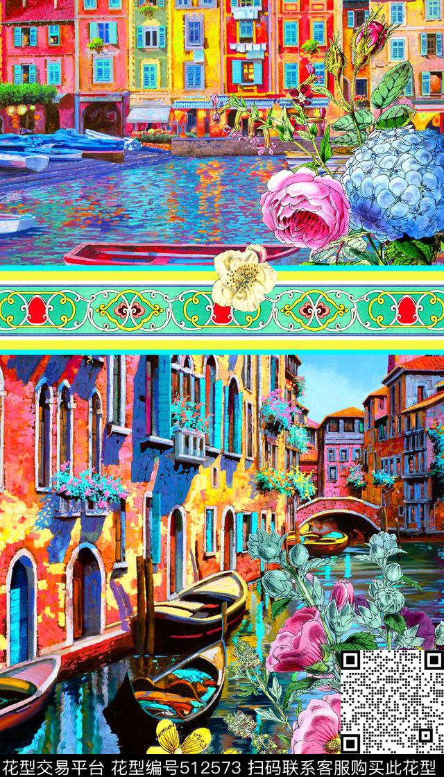 欧式风景威尼斯数码印花华亿平台下载（图片编号: 512573） - 瓦栏（Walan）