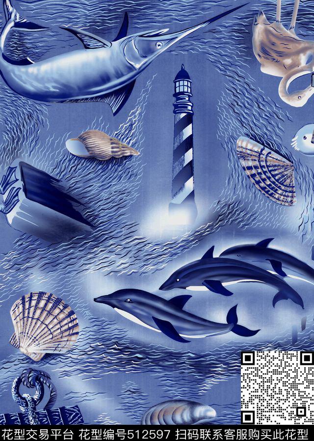 海洋生物鱼海洋数码印花华亿平台下载（图片编号: 512597） - 瓦栏（Walan）