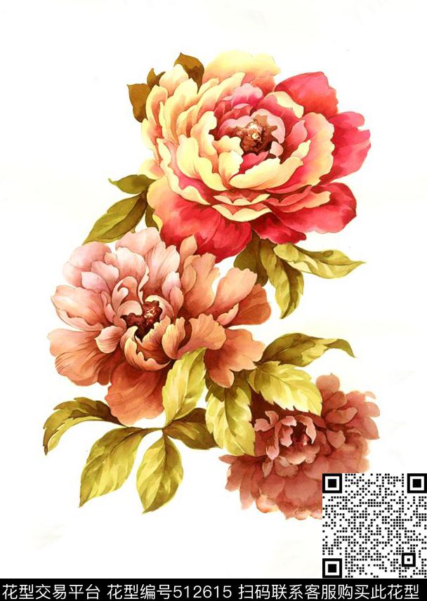 大花淡雅流行数码印花华亿平台下载（图片编号: 512615） - 瓦栏（Walan）