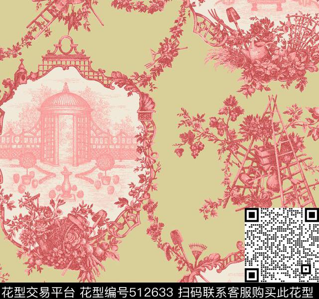 法式风格欧式宫廷风链条花传统印花华亿平台下载（图片编号: 512633） - 瓦栏（Walan）