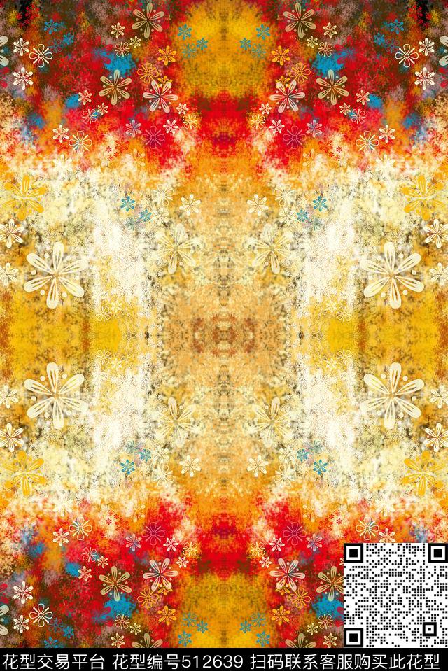 抽象花海民族数码印花华亿平台下载（图片编号: 512639） - 瓦栏（Walan）