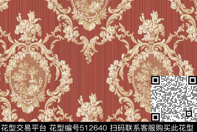 欧式古典大马士革传统印花华亿平台下载（图片编号: 512640） - 瓦栏（Walan）