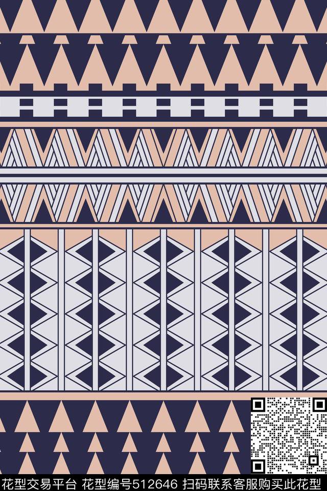 时尚几何3套色传统印花华亿平台下载（图片编号: 512646） - 瓦栏（Walan）