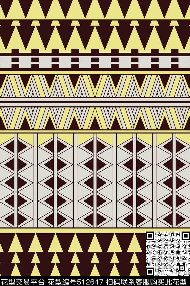时尚几何3套色传统印花华亿平台下载（图片编号: 512647） - 瓦栏（Walan）