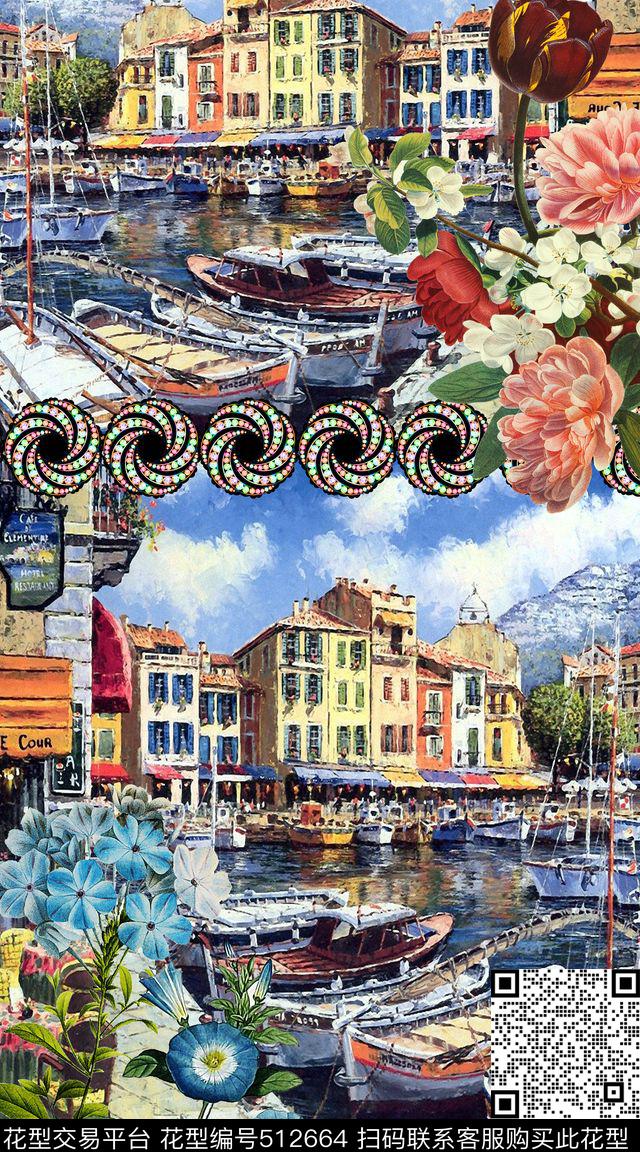 女装潮流时尚大牌手绘油画花卉数码印花华亿平台下载（图片编号: 512664） - 瓦栏（Walan）