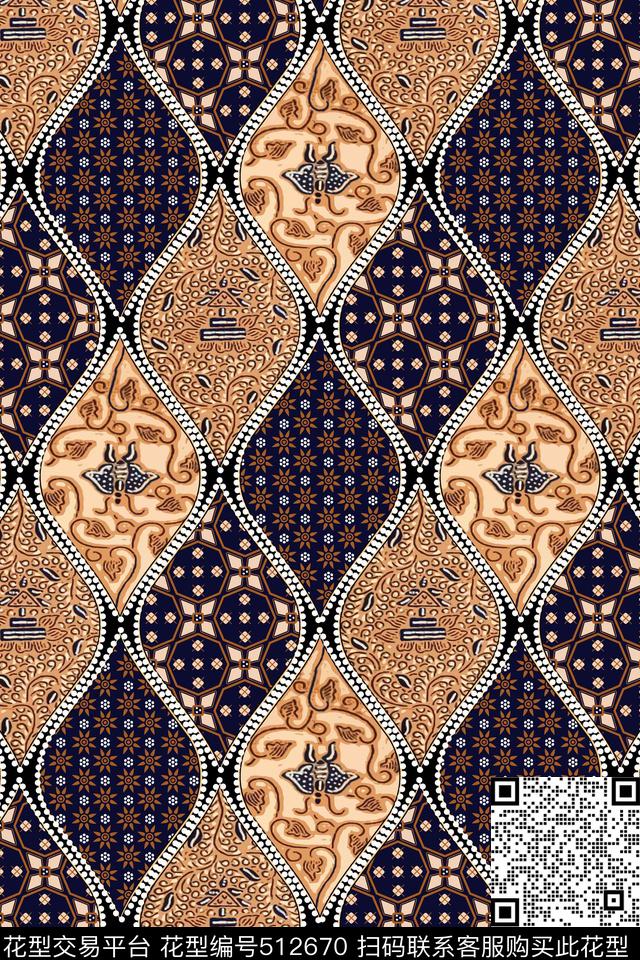 几何线条名族风中老年几何传统印花华亿平台下载（图片编号: 512670） - 瓦栏（Walan）