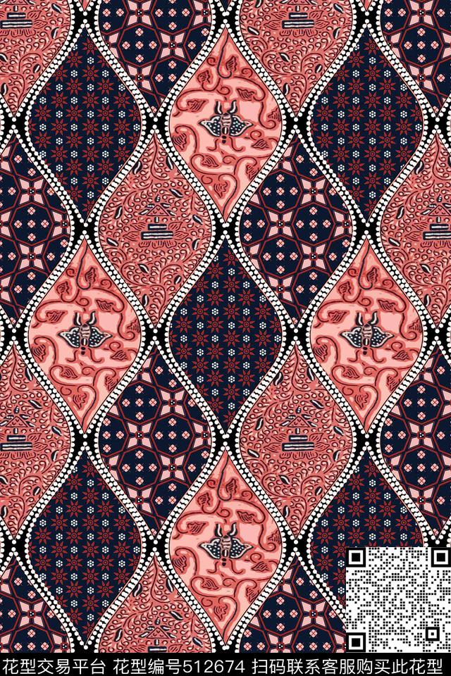 几何线条名族风中老年几何传统印花华亿平台下载（图片编号: 512674） - 瓦栏（Walan）