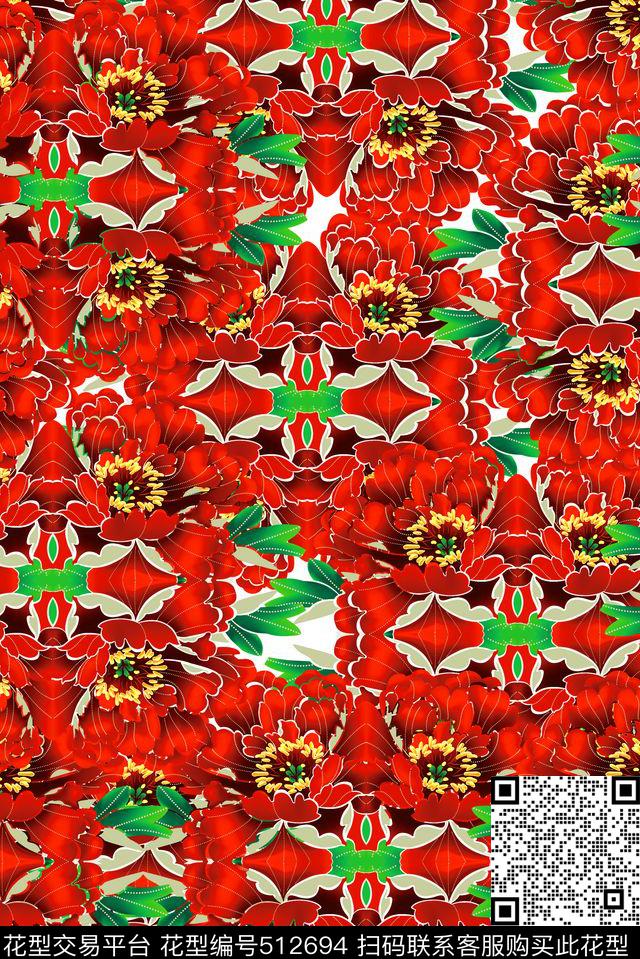 时尚东北大花数码印花华亿平台下载（图片编号: 512694） - 瓦栏（Walan）