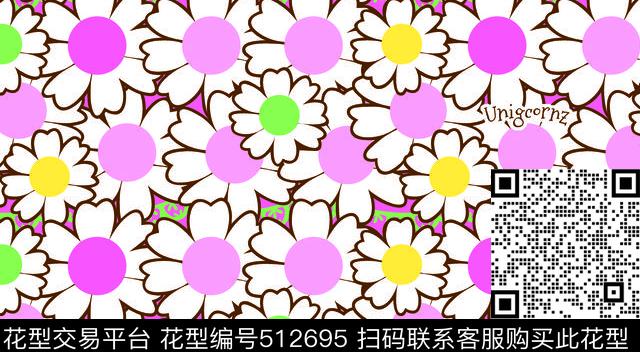 太阳花小花菊花传统印花华亿平台下载（图片编号: 512695） - 瓦栏（Walan）