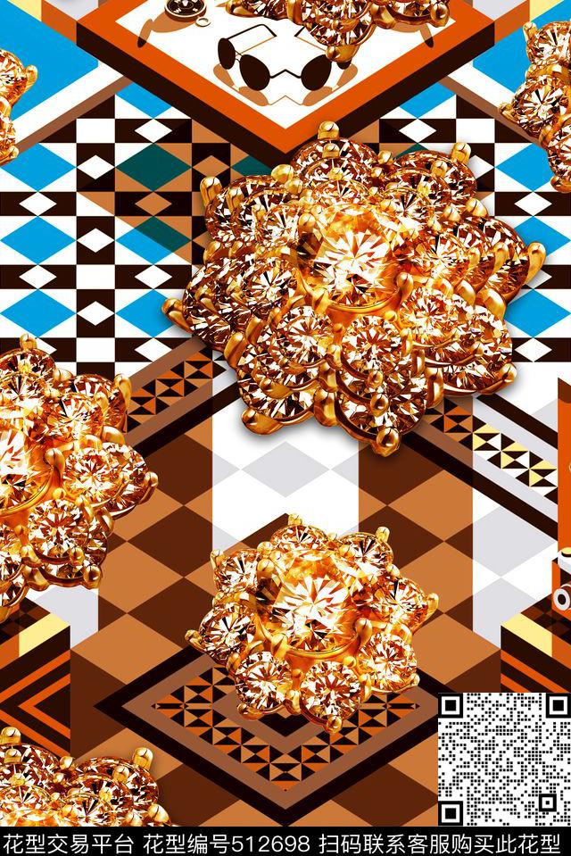 拼接金属宝石数码印花华亿平台下载（图片编号: 512698） - 瓦栏（Walan）