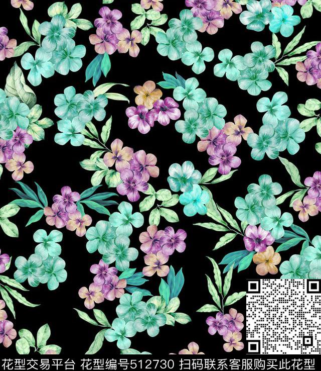花卉小花花朵数码印花华亿平台下载（图片编号: 512730） - 瓦栏（Walan）