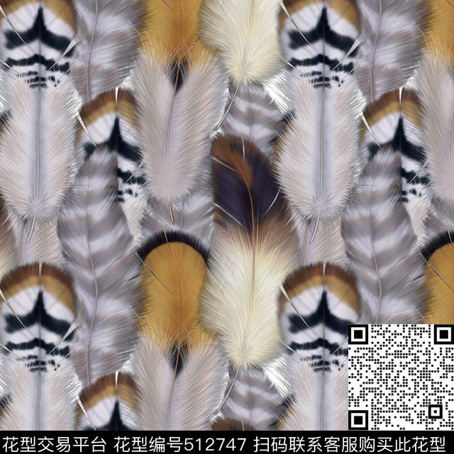 动物纹羽毛数码印花华亿平台下载（图片编号: 512747） - 瓦栏（Walan）