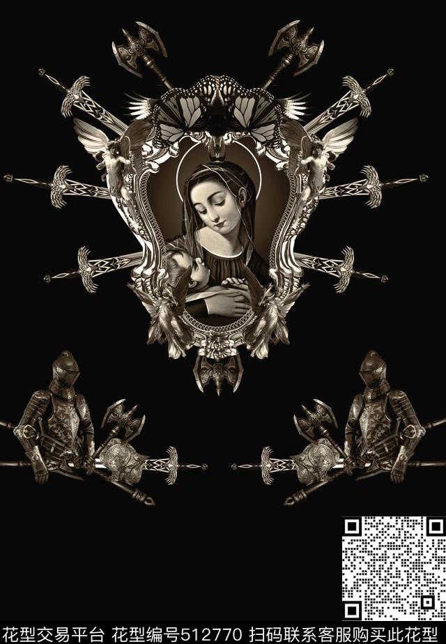 时尚复古圣母数码印花华亿平台下载（图片编号: 512770） - 瓦栏（Walan）