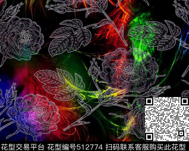 数码印花线条炫彩数码印花华亿平台下载（图片编号: 512774） - 瓦栏（Walan）