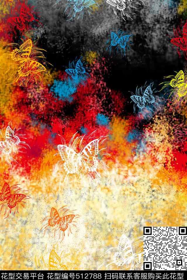 蝴蝶浪漫梦幻数码印花华亿平台下载（图片编号: 512788） - 瓦栏（Walan）