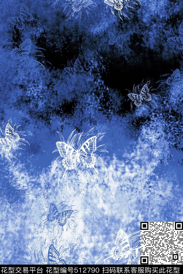 蝴蝶浪漫梦幻数码印花华亿平台下载（图片编号: 512790） - 瓦栏（Walan）