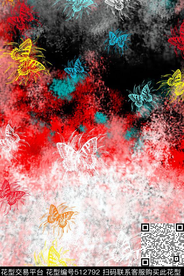 蝴蝶浪漫梦幻数码印花华亿平台下载（图片编号: 512792） - 瓦栏（Walan）