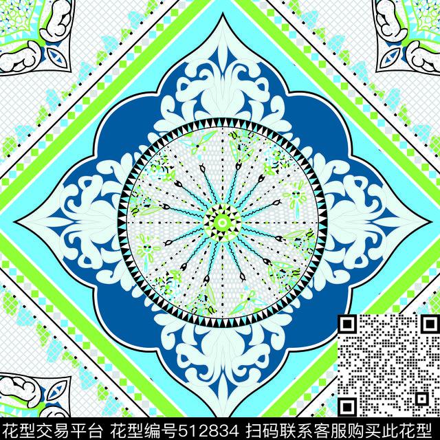 方格几何女装传统印花华亿平台下载（图片编号: 512834） - 瓦栏（Walan）