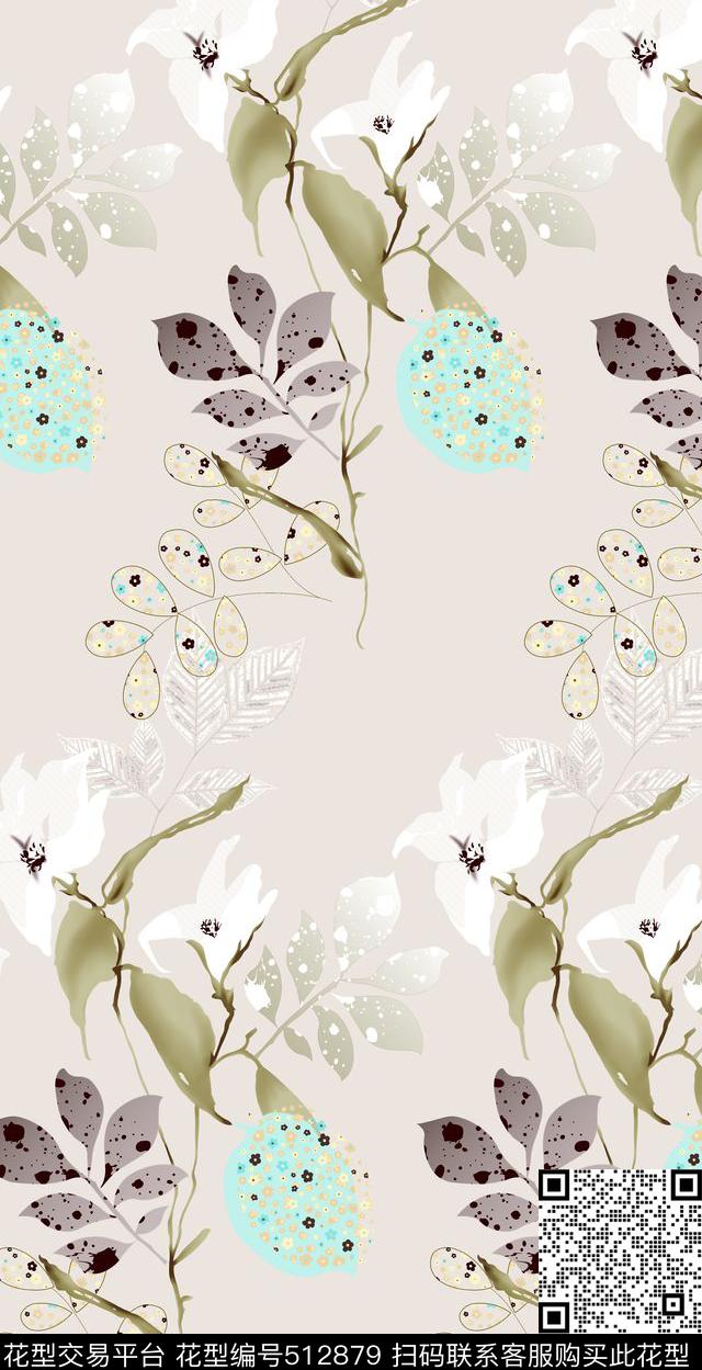 手绘鼠绘几何叶子家纺服装白兰花沙发布圆点窗帘数码印花面料印花布匹面料家纺设计新图案数码印花华亿平台下载（图片编号: 512879） - 瓦栏（Walan）