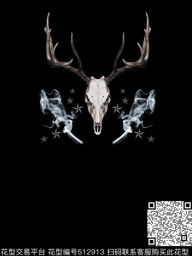 pp鹿头五角星数码印花华亿平台下载（图片编号: 512913） - 瓦栏（Walan）