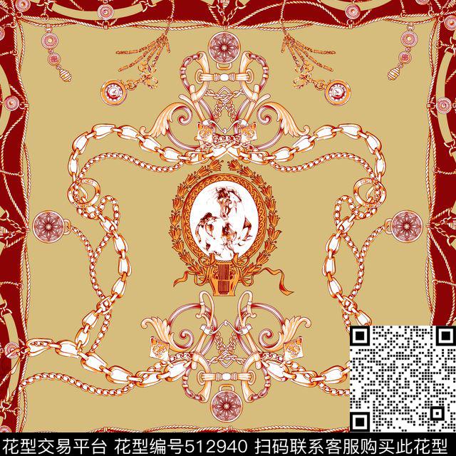 欧式宫廷风提琴链条数码印花华亿平台下载（图片编号: 512940） - 瓦栏（Walan）