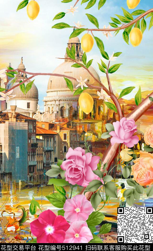 潮流时尚大牌D&G风格建筑数码印花华亿平台下载（图片编号: 512941） - 瓦栏（Walan）